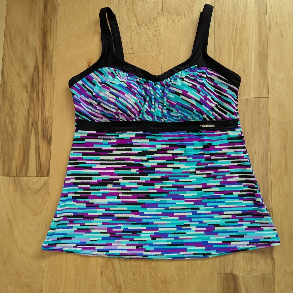 ZeroXposur Tankini Swim Top Size  14  Sun Smart - Vibrant Colors